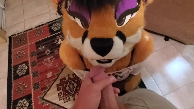Passionate Furry encounter in a captivating fursuit, teasing and tantalizing with every move. Short POV clip showcases a memorable handjob experience.