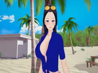 animated, nico robin, cumshot, mom