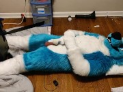 Fizzy tortures his balls with a robospanker