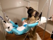 Preview 1 of Getting knotfucked in the sling by a hung shep