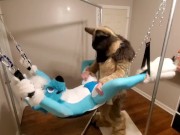 Preview 3 of Getting knotfucked in the sling by a hung shep