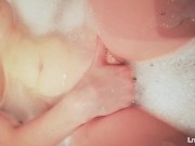 Preview 5 of Lover take a Hot Bath - Underwater Play with Shaved Pussy