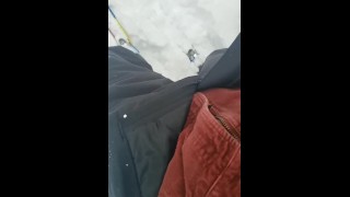 Horny ski trip jerk outside