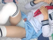 Preview 2 of schoolgirl crossdresser has a ruined orgasm with their Tenga