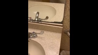 Teen pisses and play with his dick in work bathroom