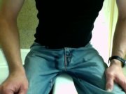 Preview 1 of Slow pissing in jeans. Clothes stay on.