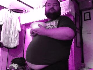 eating, belly, solo male, fat