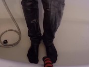 Preview 2 of Piss Skinny Jeans and Warm Clothed Bath