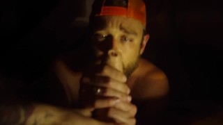 sucking his yummy uncut cock off at night in the tent #4skin #uncutcock