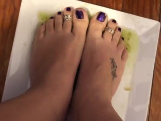 brunette, feet, tattooed women, grapes