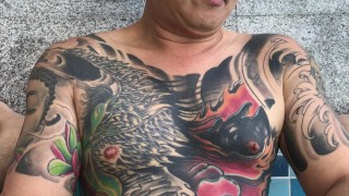 Tattooed Asian Dads Fuck In The Pool. No Cum Shoot.