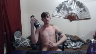 Twink enjoying his fleshlight with some super intense moaning!