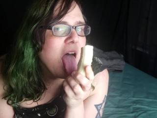 Trans Girl Seductively-ish Eats a Banana.