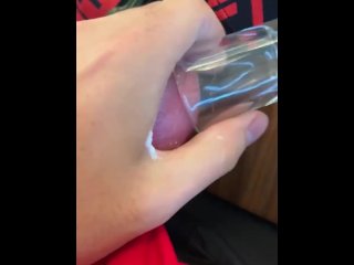 Filling a shotglass full of cum