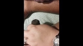 single sexy white foot having fun playng with small black cock