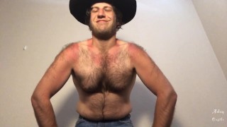 Cowboy geeft zonnebrand lichaam gay JOI