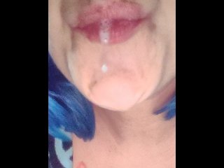 big tits, blowing bubbles, solo female, vertical video