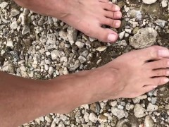 Beautiful feet crunching on rocks ASMR