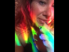 Sexy smoking cougar relaxes after essential employee work with foot rub