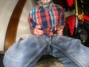 Preview 4 of Vibrator slipping off due to precum and uncontrolled cum flow on Jeans