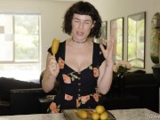 Preview 1 of Porn Stars Eating: Olive Glass Loves Corn Dogs