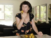 Preview 6 of Porn Stars Eating: Olive Glass Loves Corn Dogs