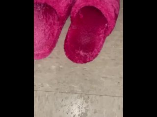 Pissing in my pink fuzzy slippers