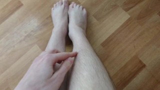 Hairy legs fetish: worship your wife and sperm of her lover on hairy legs