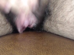 FTM big clit and wet hairy pussy closeup