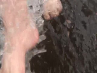 mud puddle visuals, foot fetish, walking barefoot, public