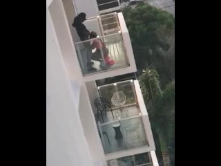 public, black ass, hard rough sex, balcony