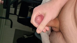 Masturbating hard with precum and lotion