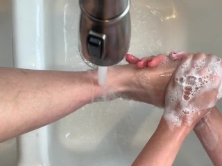 washing, hand washing, amateur, foot massage