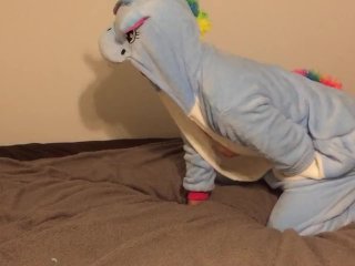 unicorn onesie, spanking, fleece blanket, scream