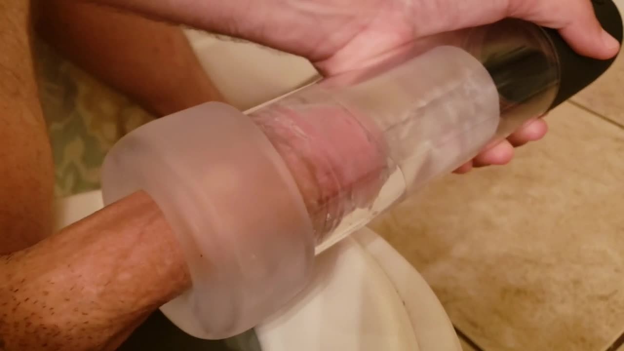 Edging with New Penis Pump with Masturbation Sleeve Toy, Amazing Sucking!