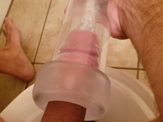 Edging with New Penis Pump with Masturbation Sleeve Toy, Amazing Sucking!