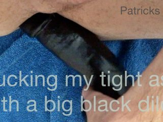 Amateur Gay twink fucks with black dildo and MOANS