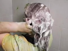 Wetlook shower in my ruined dress and hairwash