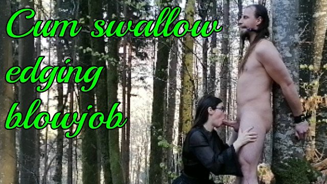 Watch Bondage Video:Bondage in nature, big dick edging blowjob & cum swallow EvilKitties