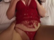 Preview 5 of Curvy girlfriend in sexy red lingerie