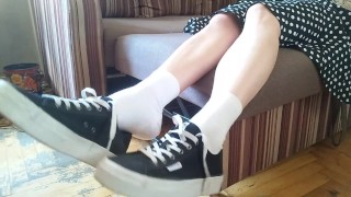 십대 운동화 놀라운 발 에 흰색 양말 Olganovem