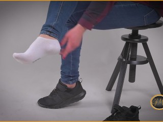 I take off my Sneakers for you - White Socks - Foot Worship
