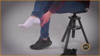 I take off my sneakers for you - white socks - foot worship