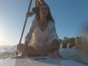 Preview 5 of Naughty brunette masturbating and fucking on the sup board - Ana Rothbard