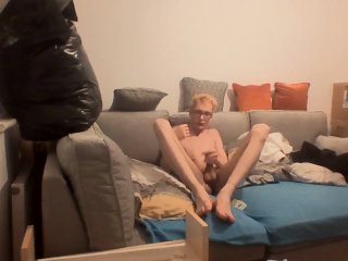 Skinny teenger strokes his_cock and shows off his body in front the camera