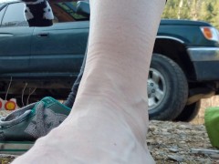 Removing My Wet Soggy Shoes After Our Hike