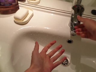 handjob, washing, solo male, wash hands