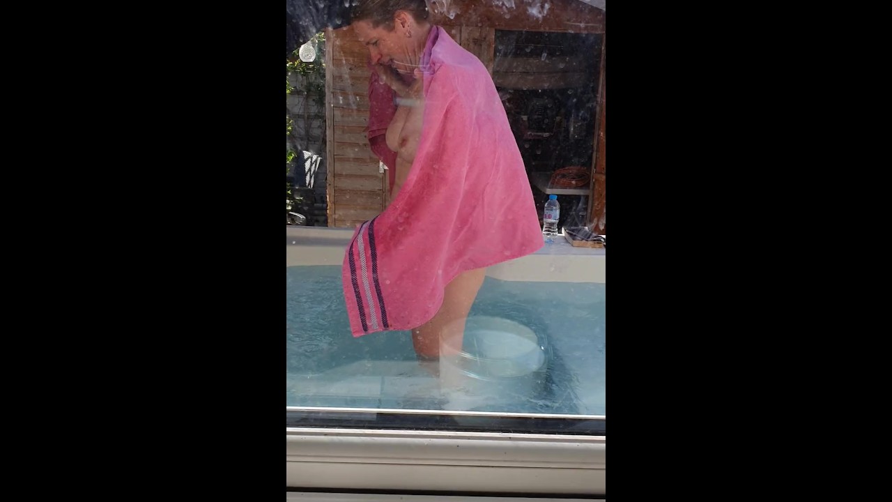 Step mom walking around garden naked