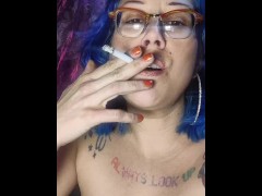 Pretty Face Close Up Smoking Fetish Lots of Cig Dangling Lighting