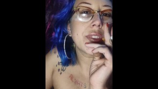 Pretty Face Close Up Smoking Fetish Lots of Cig Dangling Lighting